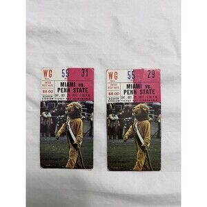 1977 Penn State vs Miami Football Ticket Stub Joe Paterno Beaver Stadium Mascot